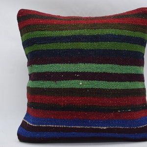 handmade kilim pillow, turkish pillow, 16x16 tribal pillow, decorative pillow, anatolian pillow, bohemian pillow , cushion cover 8029