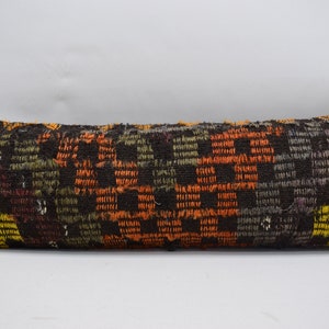 turkish kilim pillow cover, vintage kilim pillow, lumbar kilim pillow 12x36 floor kilim pillow, anatolian pillow, aztec pillow cover 825