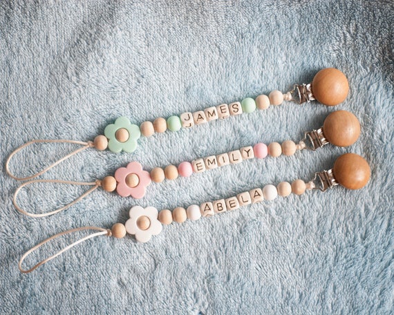 personalized wooden pacifier clip