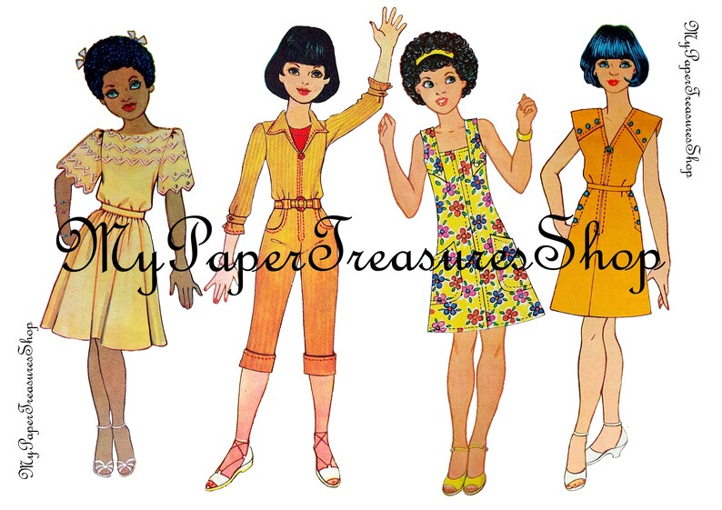 Vintage Printable Paper Dolls Retro Eighties Fashion Girls Collage ...