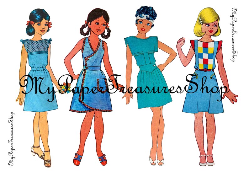 Vintage Printable Paper Dolls Retro Eighties Fashion Girls Collage ...