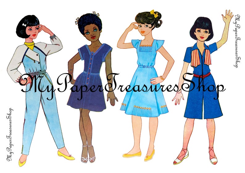 Vintage Printable Paper Dolls Retro Eighties Fashion Girls Collage ...