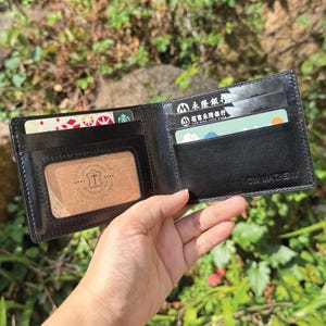 Bifold Wallet | Black Calf | Anniversary/Birthday Gift For Boyfriend/Dad/Father | Hand-stitched Personalized Genuine Leathercraft