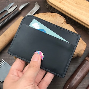 13-Colors Buttero Leather | Front Pocket Cardholder | Minimalist Wallet | Personalized Card Sleeve | Euro-Sized Holder | Side-open Design