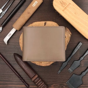 Bifold Wallet | Grey Buttero | Anniversary/Birthday Gift For Boyfriend/Dad/Father | Hand-stitched Personalized Genuine Leathercraft