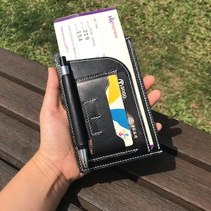 Personalized Handmade Passport Holder | Black Calf Leather | Travelers Essentials | Unique Honeymoon Gift | Distinctive Design