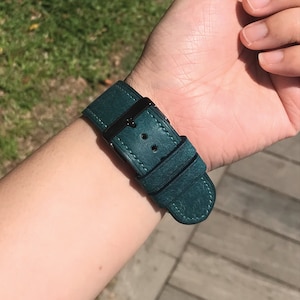 Apple Watch Strap | Bluish Green Pueblo | iWatch Series Ultra 10 9 SE | 49 42 38mm | Premium Quality | Made to order Handmade Leathercraft