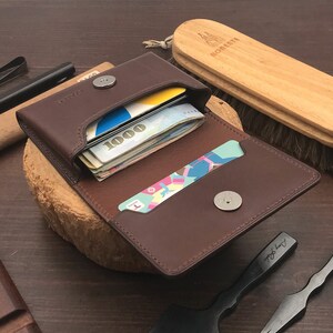 Business Card Case | Dark Brown Buttero | Name Card Holder | Handy Magnetic Snap | Minimalist Wallet | Hand-stitched Genuine Leathercraft