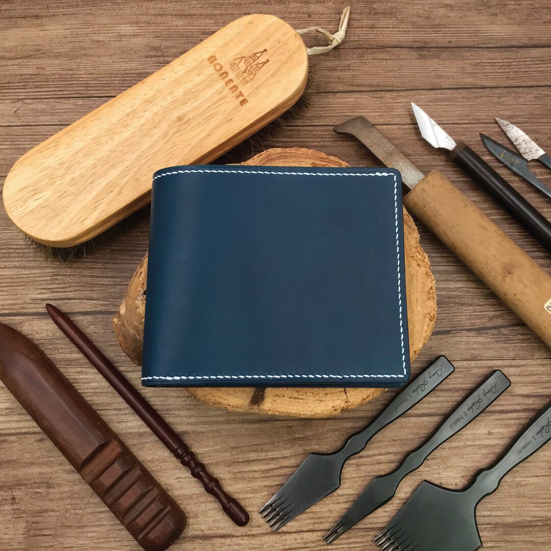 Bifold Wallet Blue Buttero Anniversary/birthday Gift for Boyfriend/dad/father Handstitched