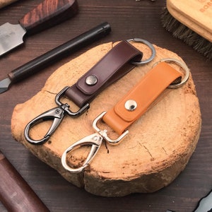 7-Colors Cordovan Leather | Key Fob | Personalized Strap Keychains | Belt Loop Keyring | Handmade Key Lanyard | Monogrammed Birthday Gift