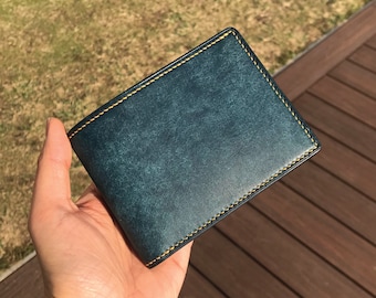 Bifold Wallet | Blue Pueblo | Anniversary/Birthday Gift For Boyfriend/Dad/Father | Hand-stitched Personalized Genuine Leathercraft