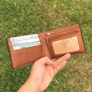 Bifold Wallet | Light Brown Buttero | Anniversary/Birthday Gift For Boyfriend/Dad/Father | Hand-stitched Personalized Genuine Leathercraft