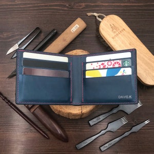 Bifold Wallet | Blue Buttero | Anniversary/Birthday Gift For Boyfriend/Dad/Father | Hand-stitched Personalized Genuine Leathercraft