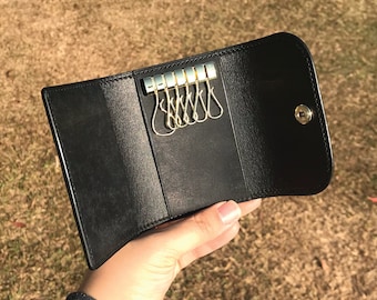 Key Holder | Black Pueblo | Key Case | Pouch | Embossed | Customized | Personalized Handmade Leather | Made to Order