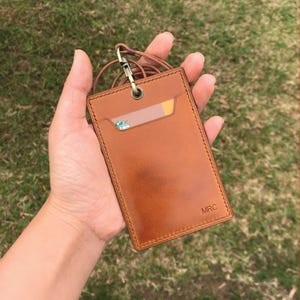 Personalized Handmade ID Cardholder | 7-Colors Cordovan Leather | Stylish with Leather Lanyard | Ideal for Office, Teachers, Doctors, Events