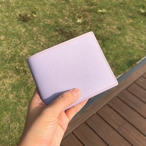 Bifold Wallet | Light Purple Saffiano | Anniversary/Birthday Gift For Boyfriend/Dad/Father | Hand-stitched Personalized Genuine Leathercraft