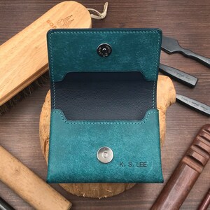 Personalized Handmade Business Card Case | Bluish Green Pueblo | Compact Design for 30 Cards | Perfect for Networking & Everyday Use