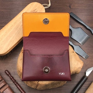 Personalized Handmade Business Card Case | Red Wine Buttero | Compact Design for 30 Cards | Perfect for Networking & Everyday Use