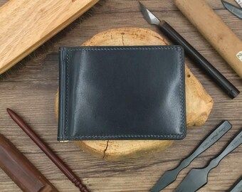 4 Card Slot Handmade Money Clip Wallet | 3-Colors Calf Leather | Unisex Personalized Birthday Gift, Premium Vegetable-tanned Leather