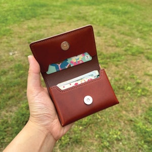 Business Card Case | Brown Buttero | Name Card Holder | Handy Magnetic Snap | Minimalist Wallet | Hand-stitched Genuine Leathercraft