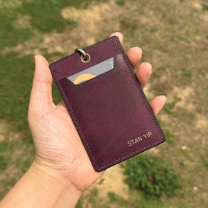 Personalized Handmade ID Cardholder | Purple Pueblo | Stylish with Leather Lanyard | Ideal for Office, Teachers, Doctors, Events