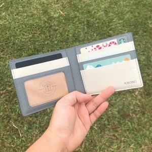 Bifold Wallet | Grey Saffiano | Anniversary/Birthday Gift For Boyfriend/Dad/Father | Hand-stitched Personalized Genuine Leathercraft