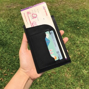 Personalized Handmade Passport Holder | Black Pueblo Leather | Travelers Essentials | Unique Honeymoon Gift | Distinctive Design