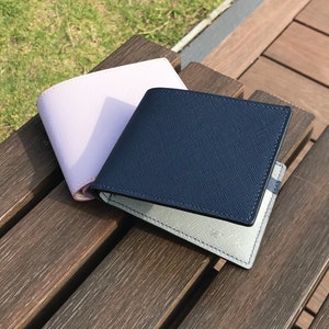 12-Colors Saffiano Leather | Bifold Wallet | Free Engraving | Monogrammed Personalized Handmade Gift | Classic Slim EDC | Support Euro Size