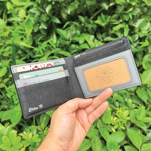 Bifold Wallet | Black Saffiano | Anniversary/Birthday Gift For Boyfriend/Dad/Father | Hand-stitched Personalized Genuine Leathercraft