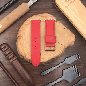 Apple Watch Strap | Red Pueblo | iWatch Series Ultra 8 7 6 5 4 SE | 49 42 41 40 38mm | Premium Quality | Made to order Handmade Leathercraft
