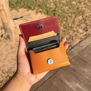 Business Card Case | Yellow Buttero | Name Card Holder | Handy Magnetic Snap | Minimalist Wallet | Hand-stitched Genuine Leathercraft