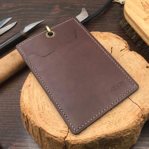 Personalized Handmade ID Cardholder | 13-Colors Buttero Leather | Stylish with Leather Lanyard | Ideal for Office, Teachers, Doctors, Events