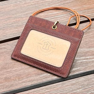 Personalized Handmade ID Cardholder | Brown Pueblo | Stylish with Leather Lanyard | Ideal for Office, Teachers, Doctors, Events