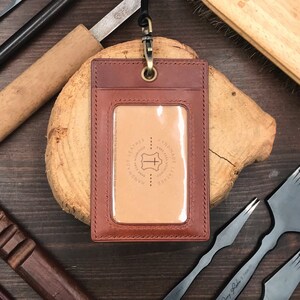 Personalized Handmade ID Cardholder | Brown Buttero | Stylish with Leather Lanyard | Ideal for Office, Teachers, Doctors, Events