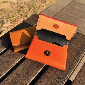 13-Colors Buttero Leather | Business Card Case | 2-Tone Minimalist Wallet | Personalized Unisex Credit Card Holder | Everyday Carry Item