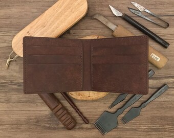 Bifold Wallet | Brown Pueblo | Anniversary/Birthday Gift For Boyfriend/Dad/Father | Hand-stitched Personalized Genuine Leathercraft