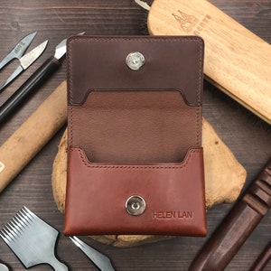 Personalized Handmade Business Card Case | Brown Buttero | Compact Design for 30 Cards | Perfect for Networking & Everyday Use