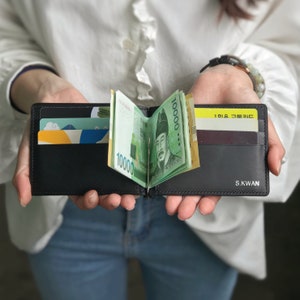 13-Colors Buttero Leather | Money Clip Wallet | Minimalist Short Wallet | Personalized Credit Card Wallet | Husband / Groomsmen / Men Gift
