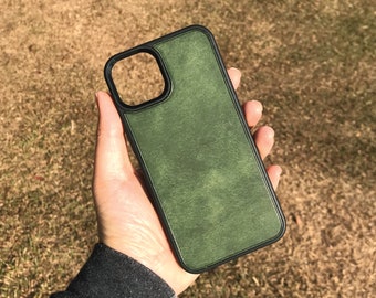 iPhone Case | Green Pueblo | 15/14/13/12/11 Pro Max | Shockproof | Embossed | Customized | Personalized Handmade Leather | Made to Order