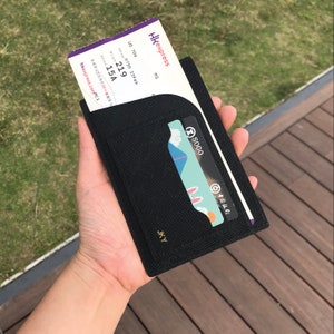 Personalized Handmade Passport Holder | Black Saffiano Leather | Travelers Essentials | Unique Honeymoon Gift | Distinctive Design