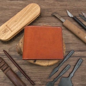 Bifold Wallet | Orange Pueblo | Anniversary/Birthday Gift For Boyfriend/Dad/Father | Hand-stitched Personalized Genuine Leathercraft