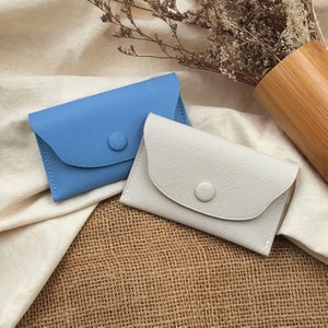 12-Colors Saffiano Leather | Slim Credit Card Holder | Personalized Minimalist Leather Case | Unisex Purses | Handmade Front Pocket Wallet