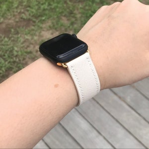 Apple Watch Strap | White Saffiano | iWatch Series Ultra 10 9 SE | 49 42 41 40 38mm | Premium Quality | Made to order Handmade Leathercraft