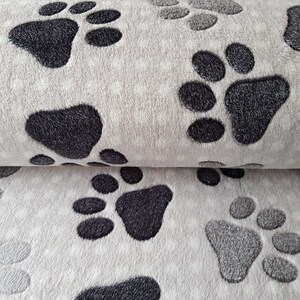 11.90 euros per meter - wellness - fleece paws gray black paws paws