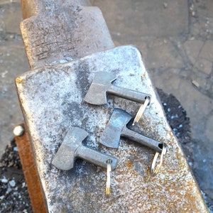 Axe key ring, hand forged