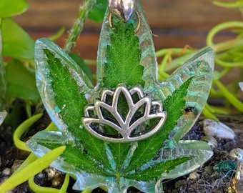 Pot leaf resin pendants from California.Flower of life ,HAMSA hand or BUDDHA