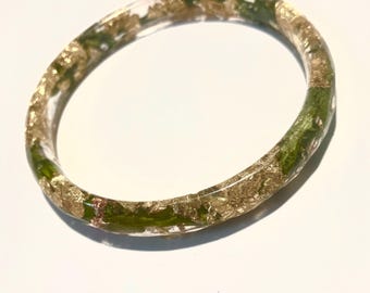 Pot leaf bracelet made with resin and 24kt gold leaf