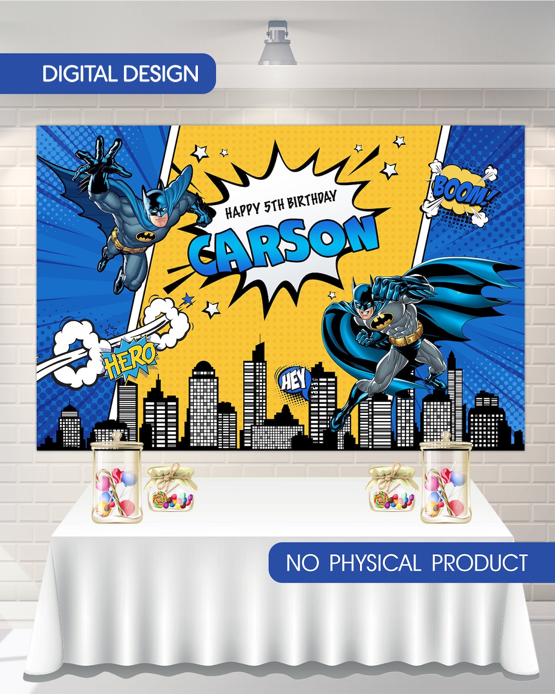 DIGITAL Batman backdrop Batman banner candy bar backdrop Etsy