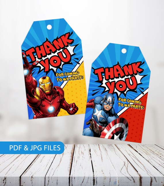 Avengers Birthday Tags Printable Avengers Thank You Tags | Etsy