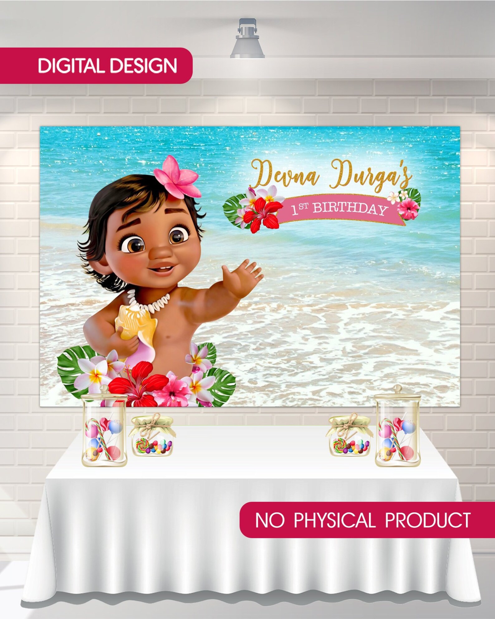 DIGITAL Baby Moana backdrop baby moana banner candy bar Etsy